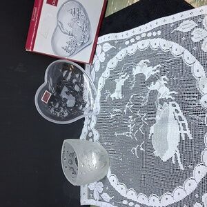 3 pc Celebration crystal clear frosted etched "Night Before Christmas"